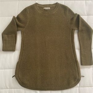Textured olive side zips sweater